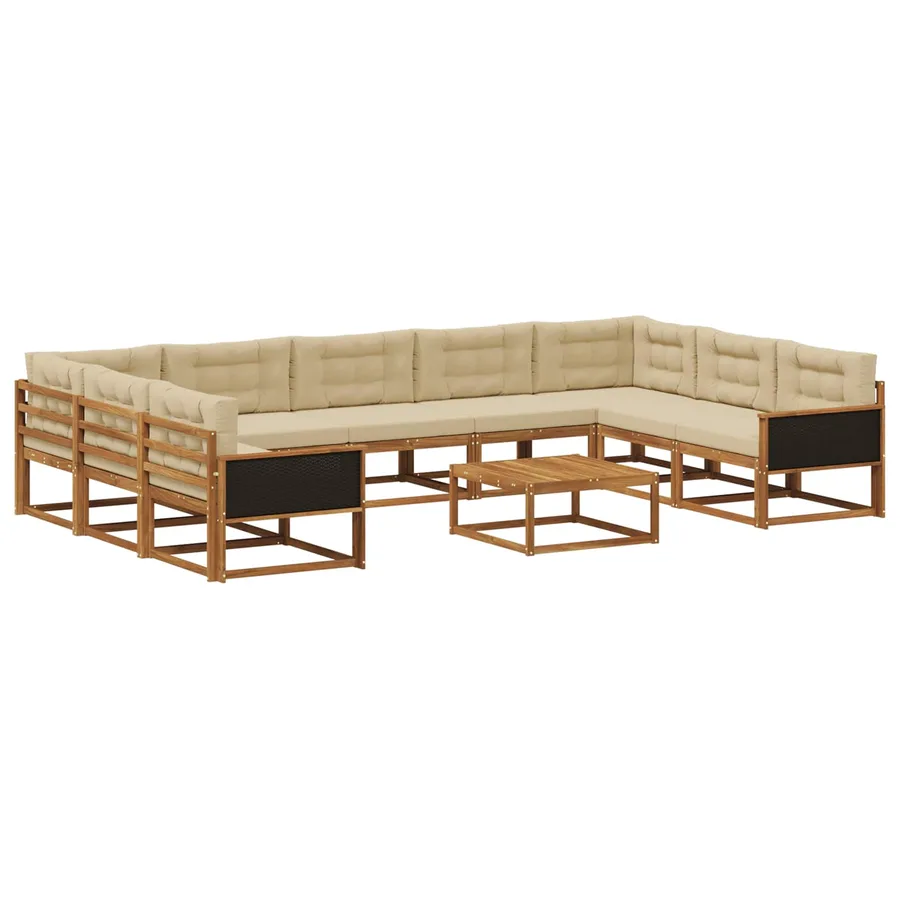 Ensemble de canapés d'extérieur 10 pcs Naturel et Beige - 2
