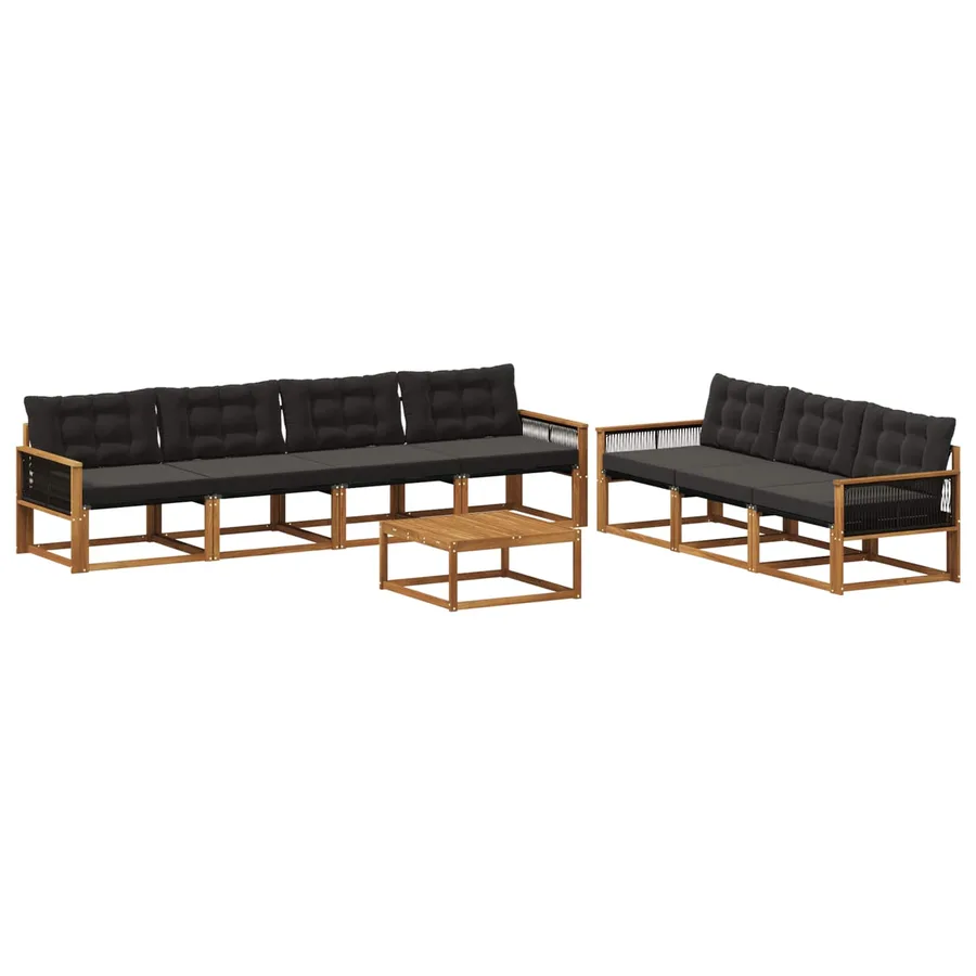 Ensemble de canapés d'extérieur 8 pcs Naturel et noir - 2