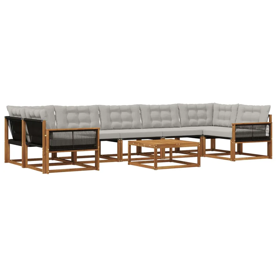 Ensemble de canapés d'extérieur 8 pcs Naturel et gris clair - 2