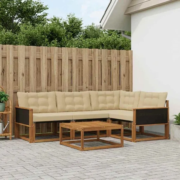 Ensemble de canapés d'extérieur 5 pcs Naturel et Beige