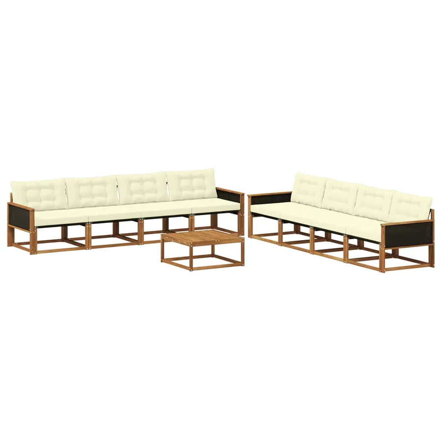 Ensemble de canapés d'extérieur 9 pcs Naturel et Crème - 2