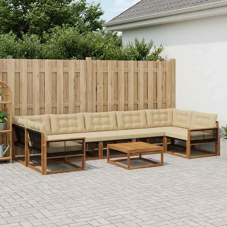 Ensemble de canapés d'extérieur 8 pcs Naturel et Beige