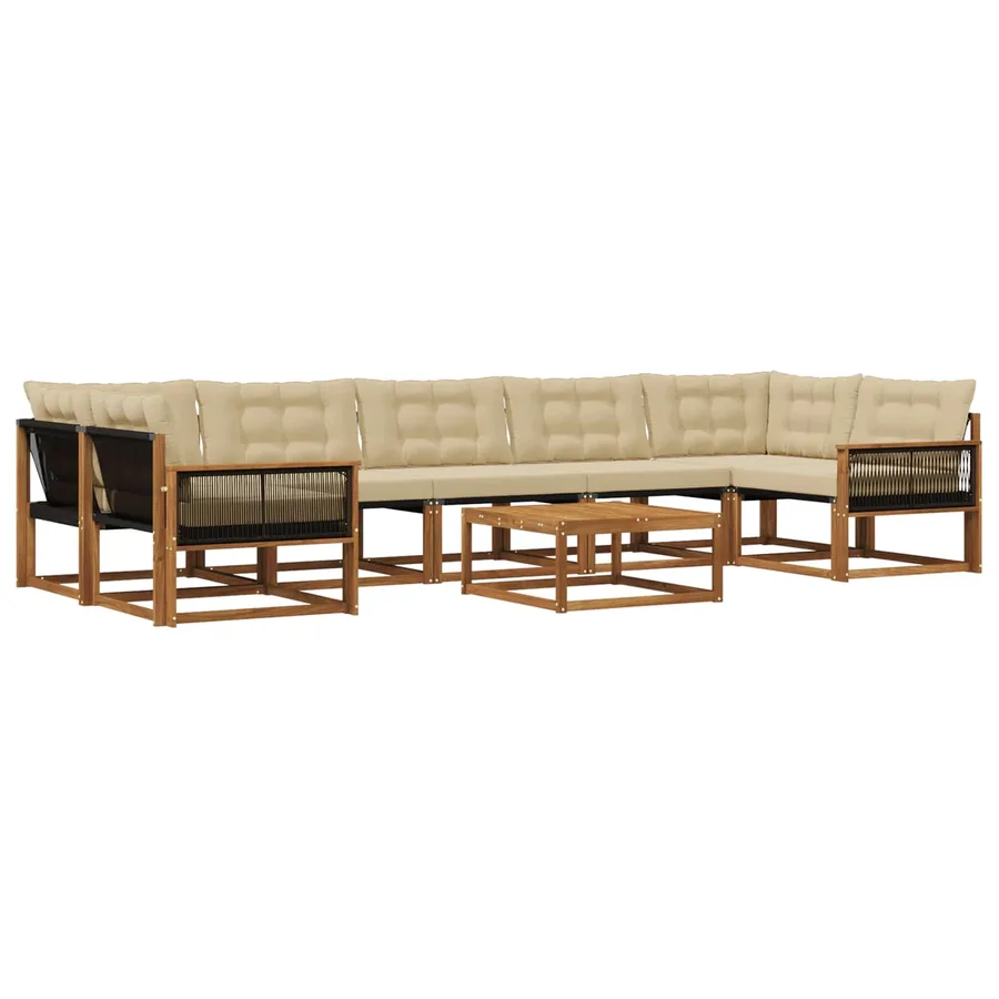 Ensemble de canapés d'extérieur 8 pcs Naturel et Beige - 2