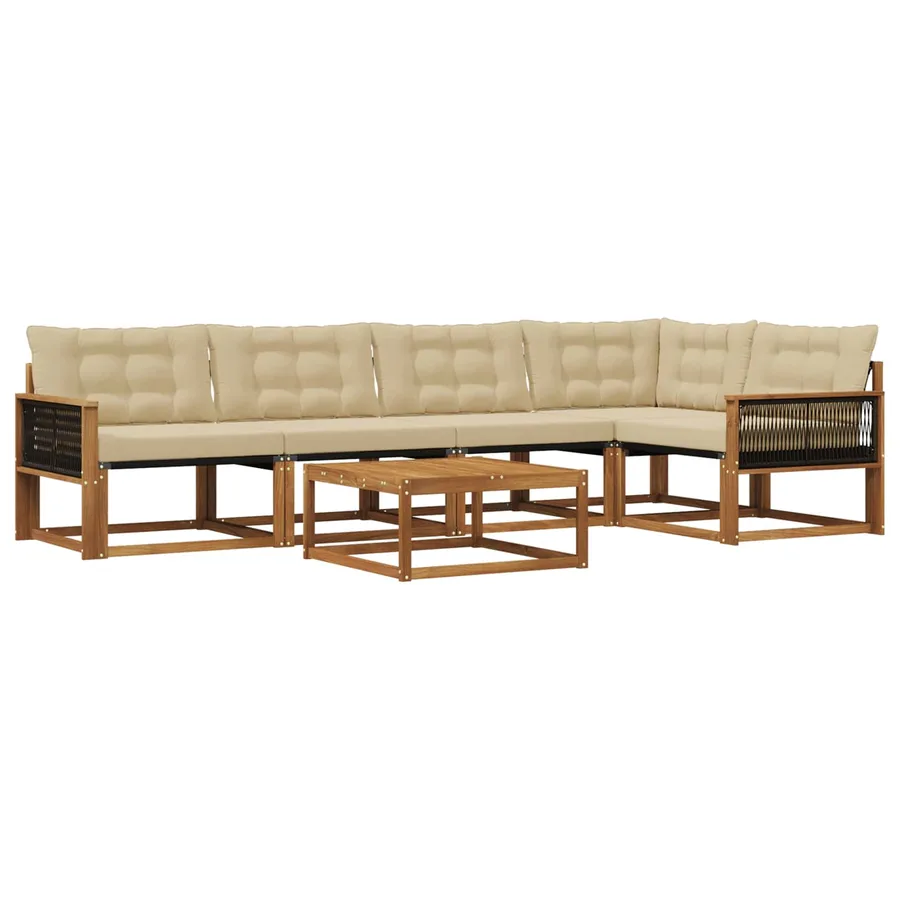 Ensemble de canapés d'extérieur 6 pcs Naturel et Beige - 2