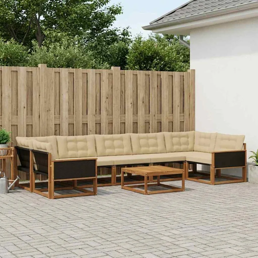 Ensemble de canapés d'extérieur 8 pcs Naturel et Beige
