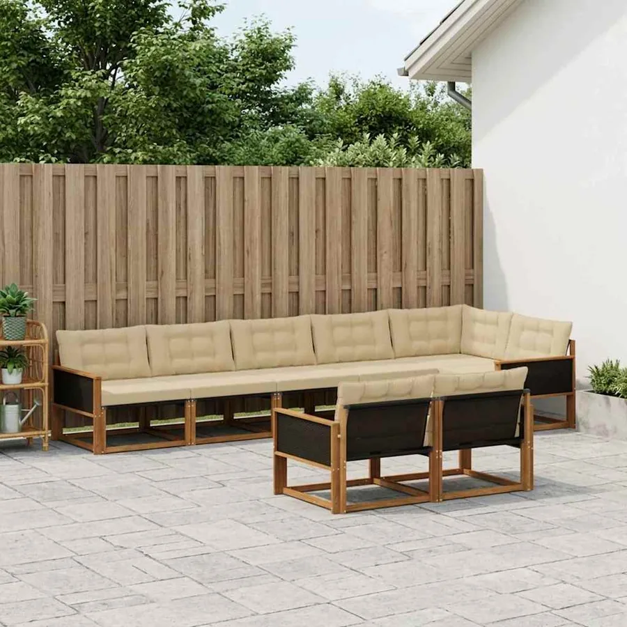 Ensemble de canapés d'extérieur 8 pcs Naturel et Beige