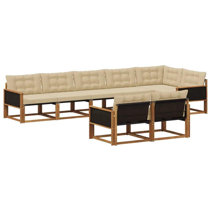 Ensemble de canapés d'extérieur 8 pcs Naturel et Beige - 2