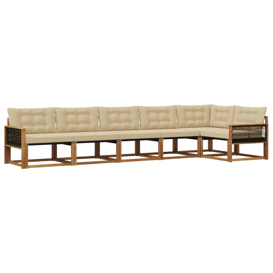 Ensemble de canapés d'extérieur 6 pcs Naturel et Beige - 2