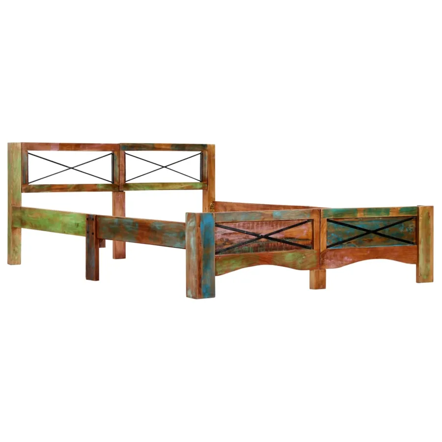 Cadre de lit Bois de récupération massif 140 x 200 cm - 13