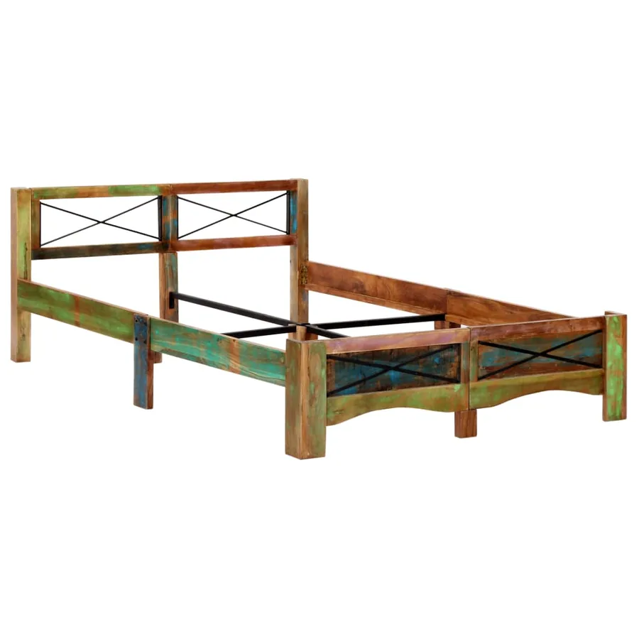Cadre de lit Bois de récupération massif 140 x 200 cm - 2
