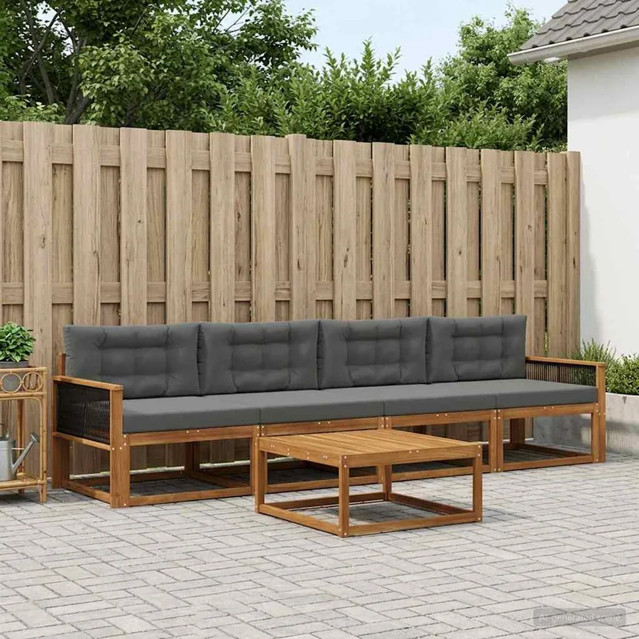 Ensemble de canapés d'extérieur 5 pcs Naturel et Anthracite
