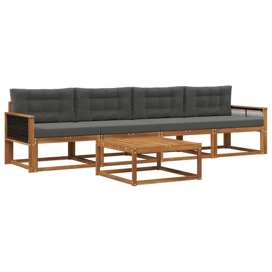 Ensemble de canapés d'extérieur 5 pcs Naturel et Anthracite - 2