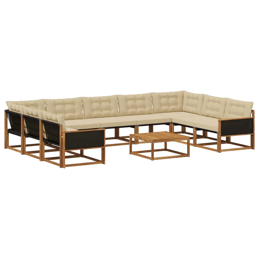 Ensemble de canapés d'extérieur 10 pcs Naturel et Beige - 2