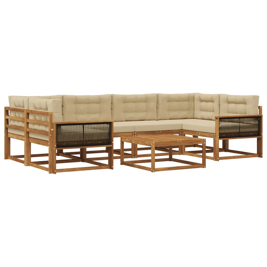 Ensemble de canapés d'extérieur 7 pcs Naturel et Beige - 2