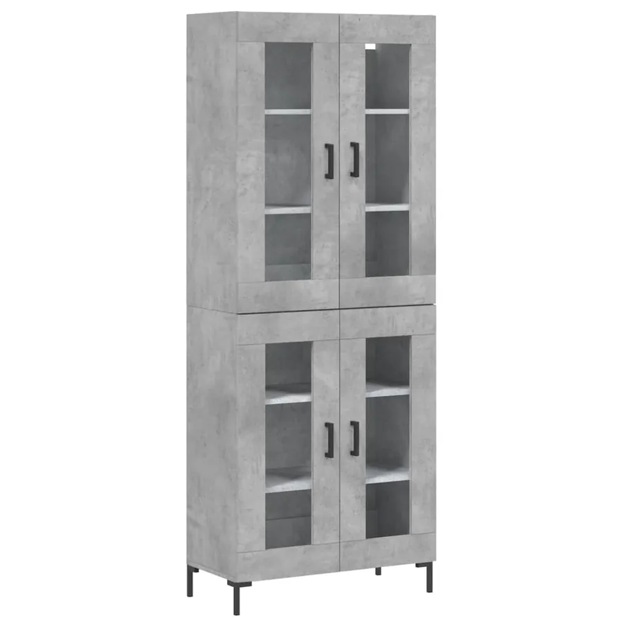 Buffet haut Gris béton 69,5x34x180 cm Bois d'ingénierie - 2