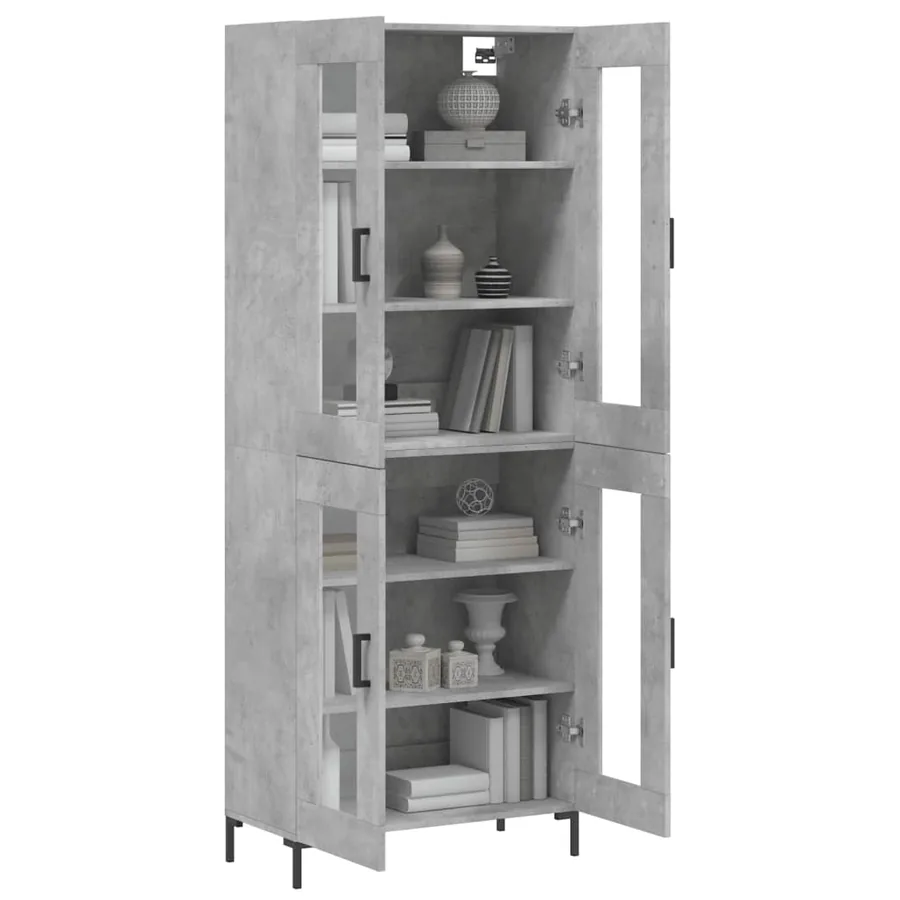Buffet haut Gris béton 69,5x34x180 cm Bois d'ingénierie - 3