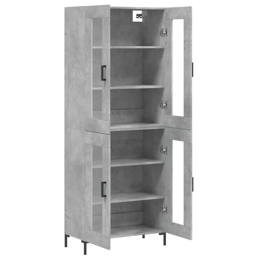 Buffet haut Gris béton 69,5x34x180 cm Bois d'ingénierie - 4