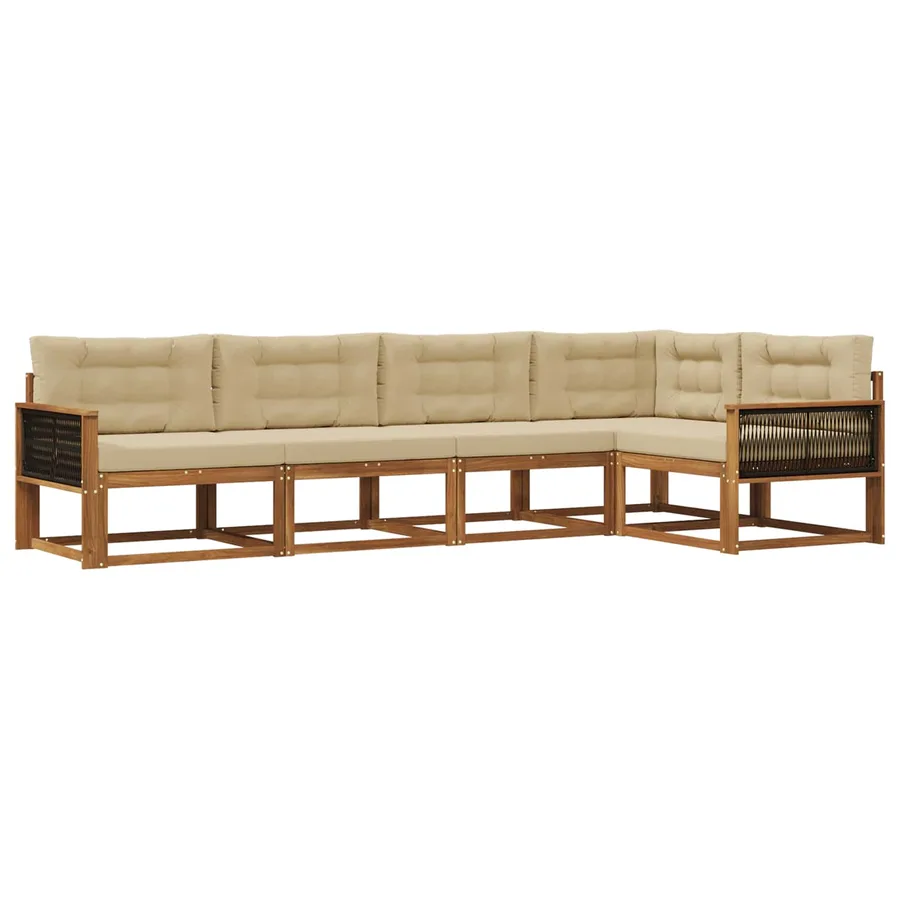 Ensemble de canapés d'extérieur 5 pcs Naturel et Beige - 2