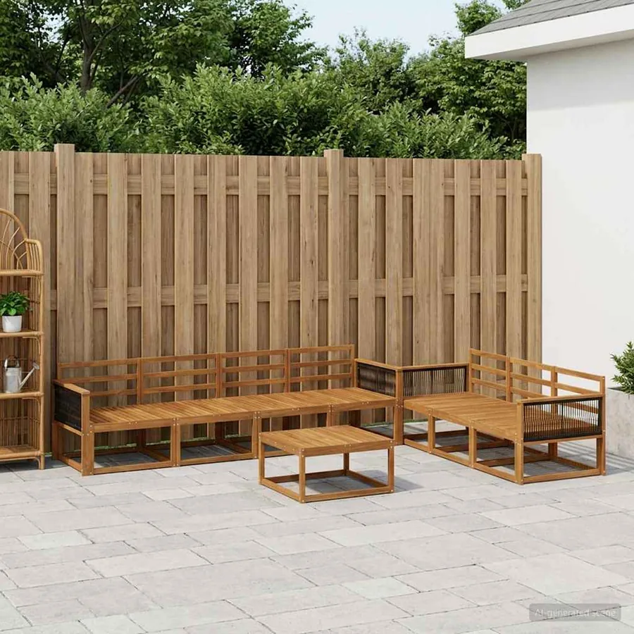 Ensemble de canapés d'extérieur 8 pcs Naturel