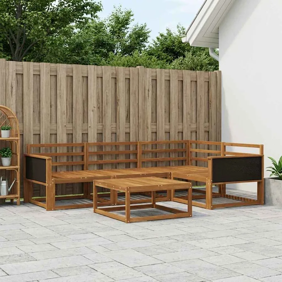 Ensemble de canapés d'extérieur 5 pcs Naturel