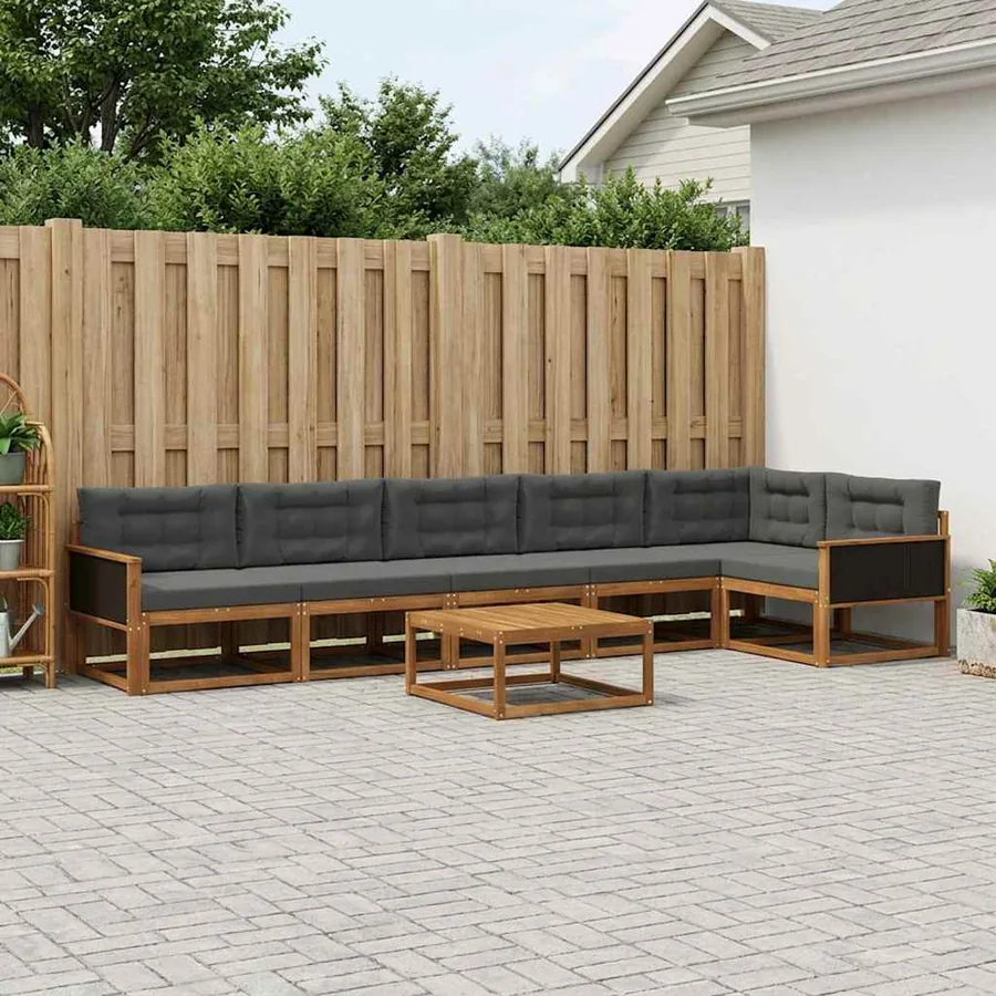 Ensemble de canapés d'extérieur 7 pcs Naturel et Anthracite