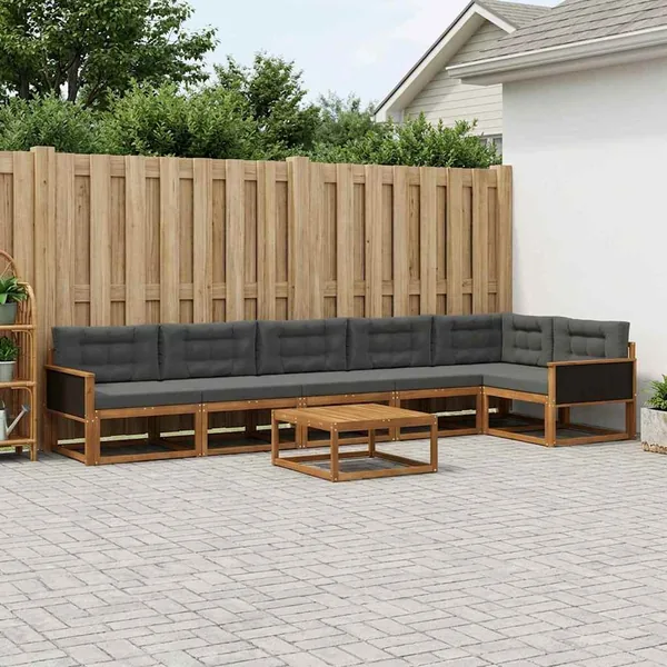 Ensemble de canapés d'extérieur 7 pcs Naturel et Anthracite