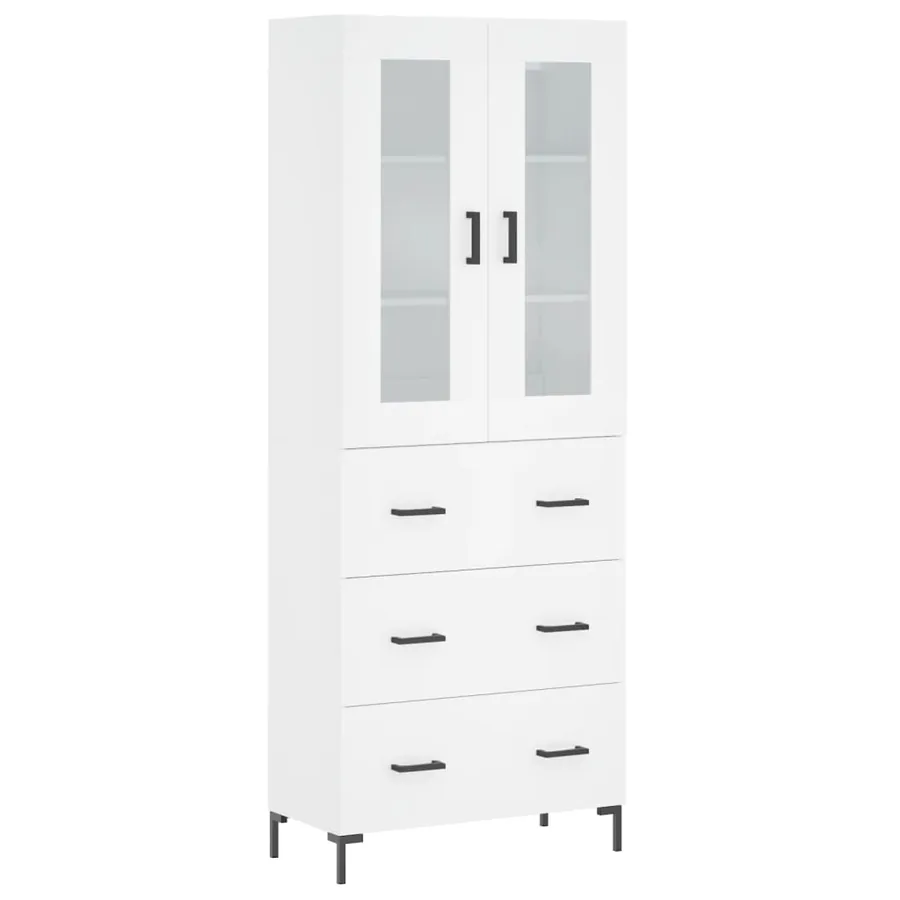 Buffet haut Blanc 69,5x34x180 cm Bois d'ingénierie - 2