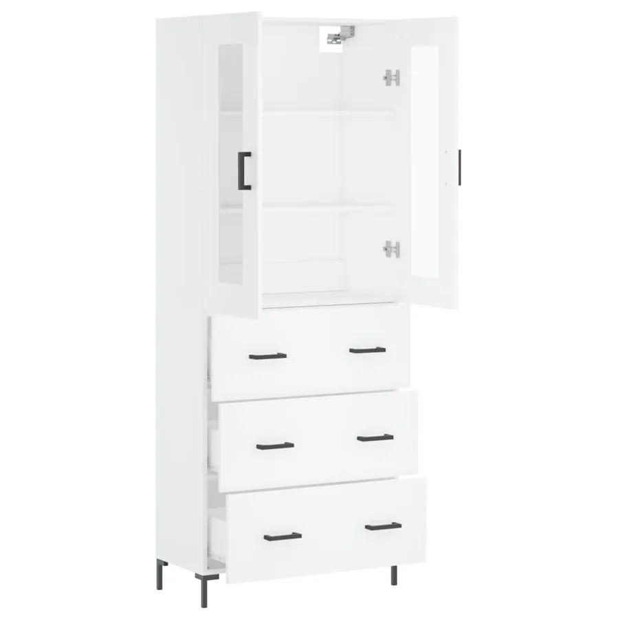 Buffet haut Blanc 69,5x34x180 cm Bois d'ingénierie - 4