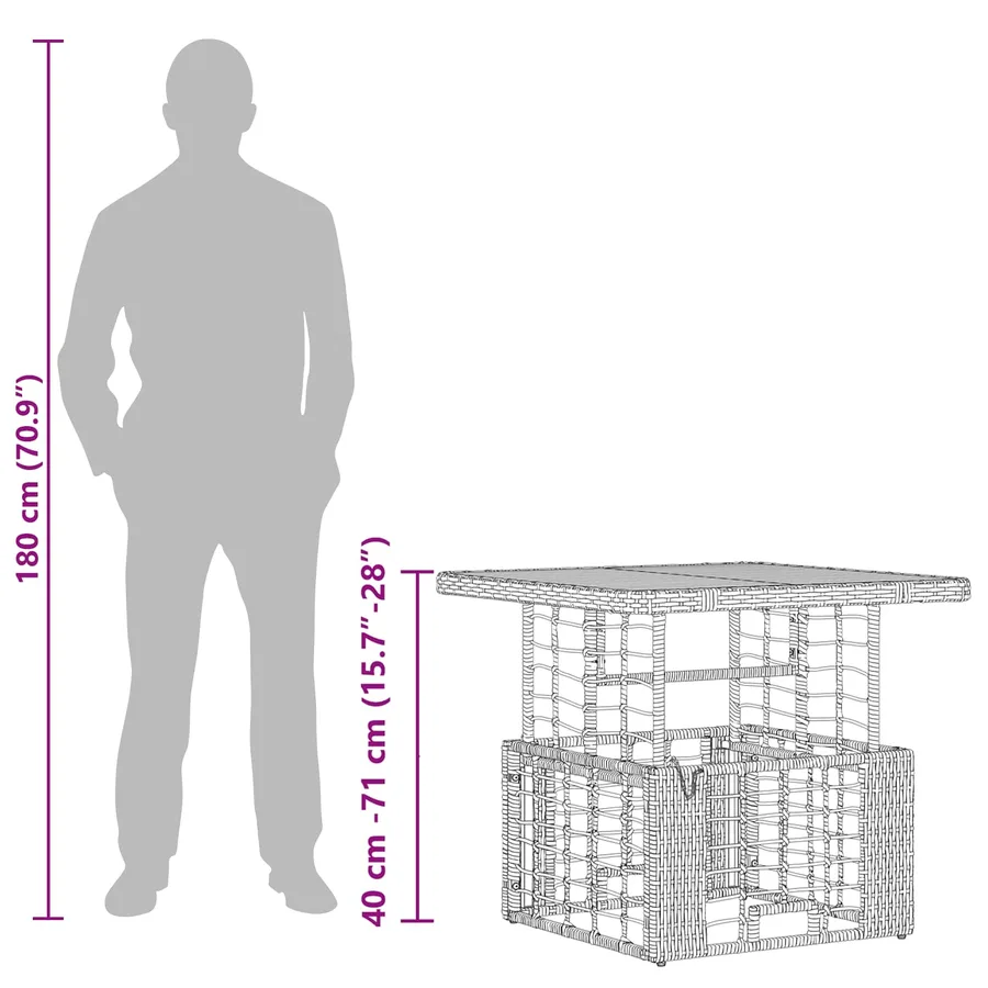 Ensemble de salle à manger pour jardin 3 pcs Nature et Blanc - 13