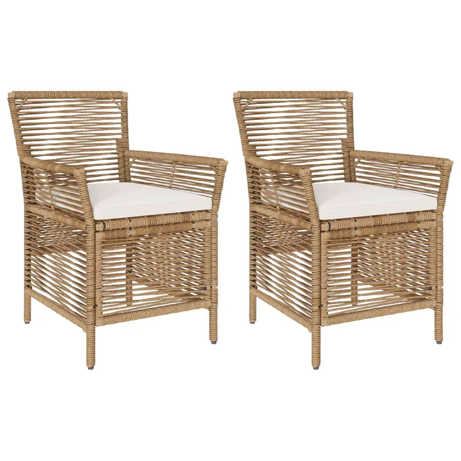 Chaise d'Extérieur avec coussin 2 pcs Beige et crème polyrotin - 2