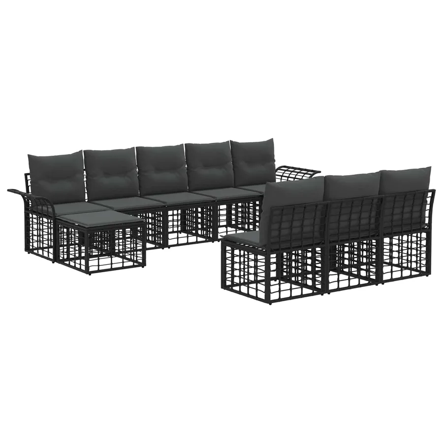 Ensemble de canapés d'extérieur 9 pcs Noir et Gris foncé - 2