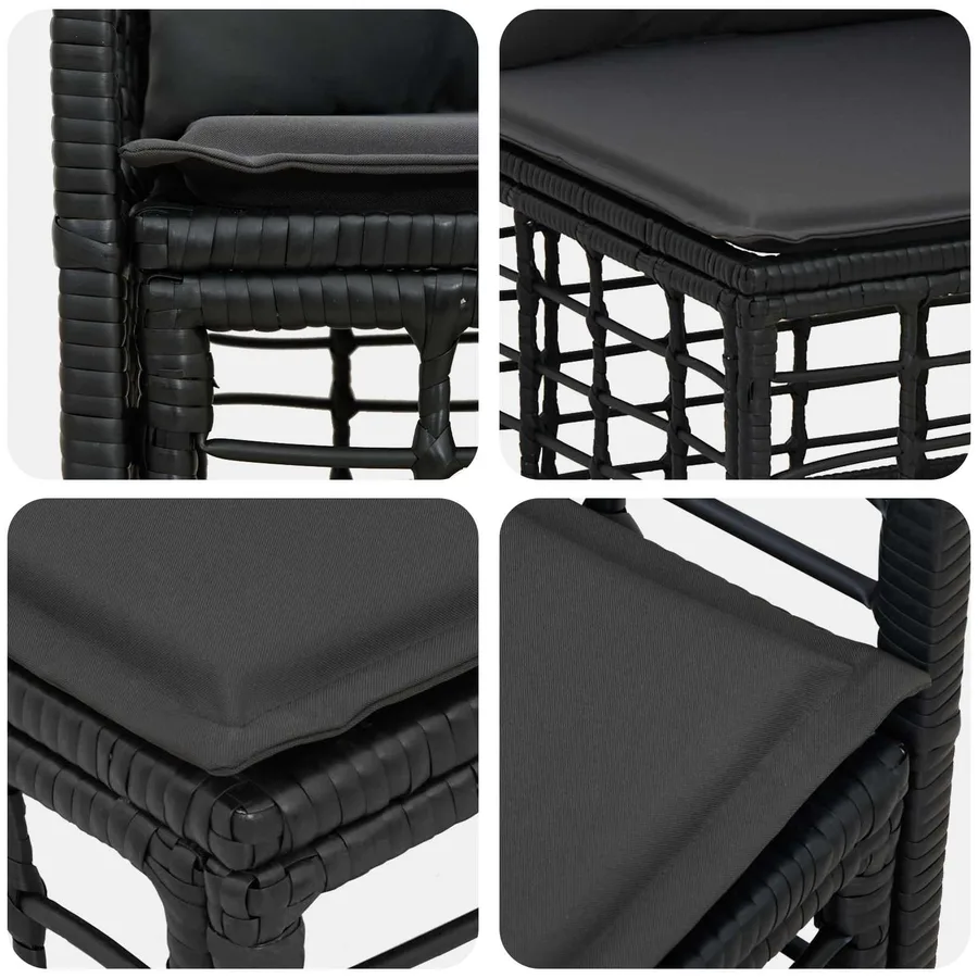 Ensemble de canapés d'extérieur 9 pcs Noir et Gris foncé - 7