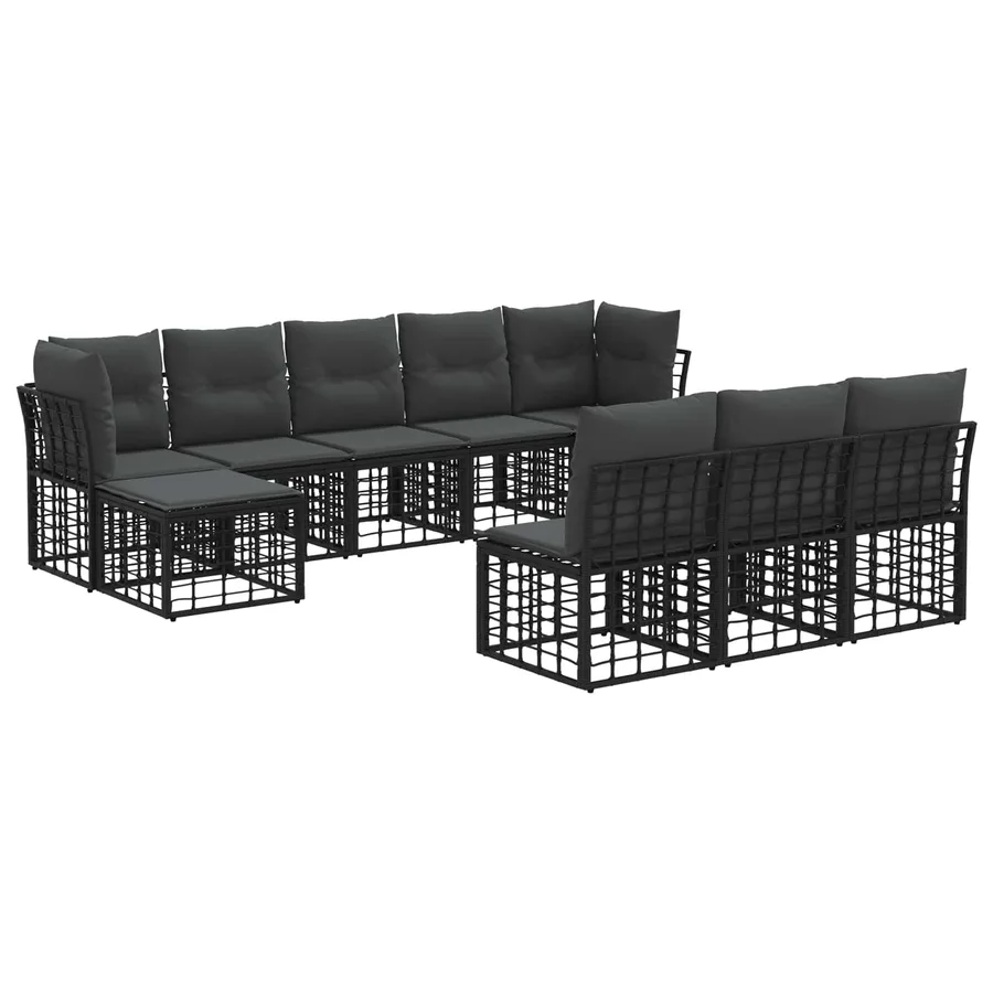 Ensemble de canapés d'extérieur Noir et Gris foncé Polyester - 2