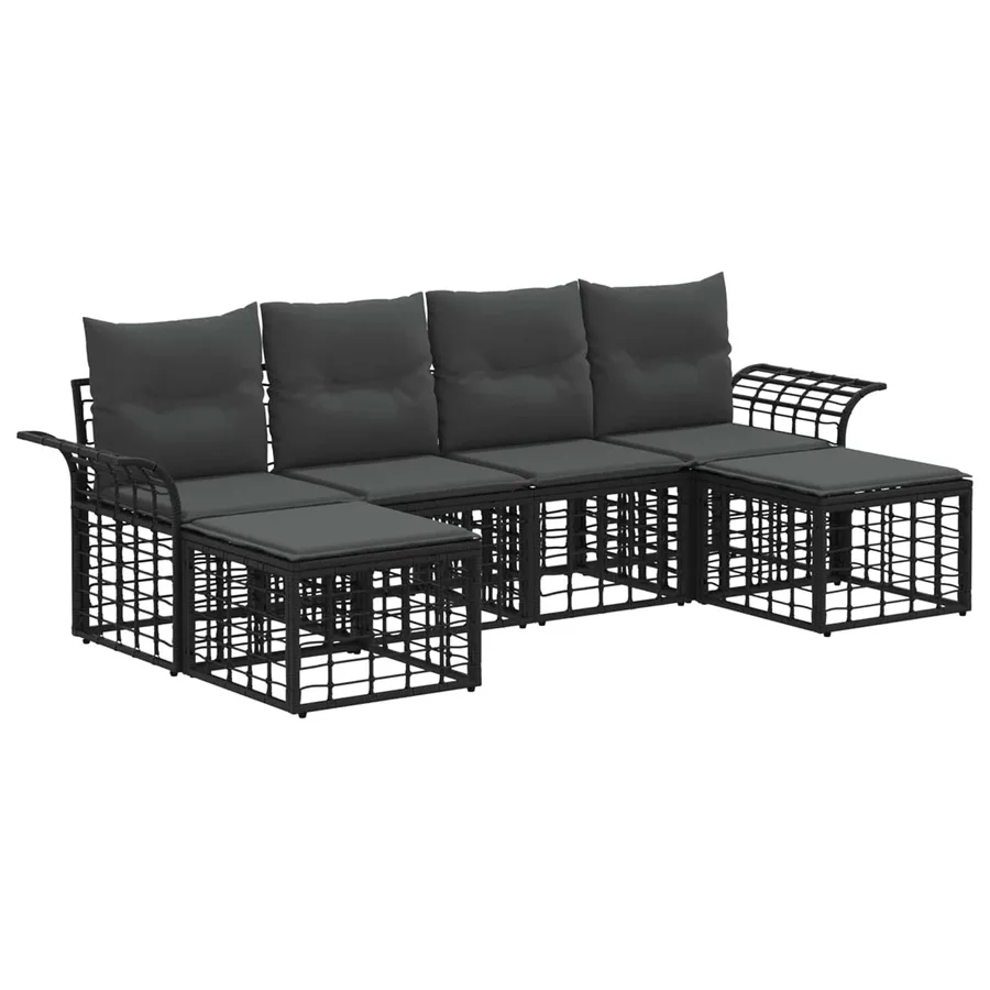 Ensemble de canapés d'extérieur 6 pcs Noir et Gris foncé - 2