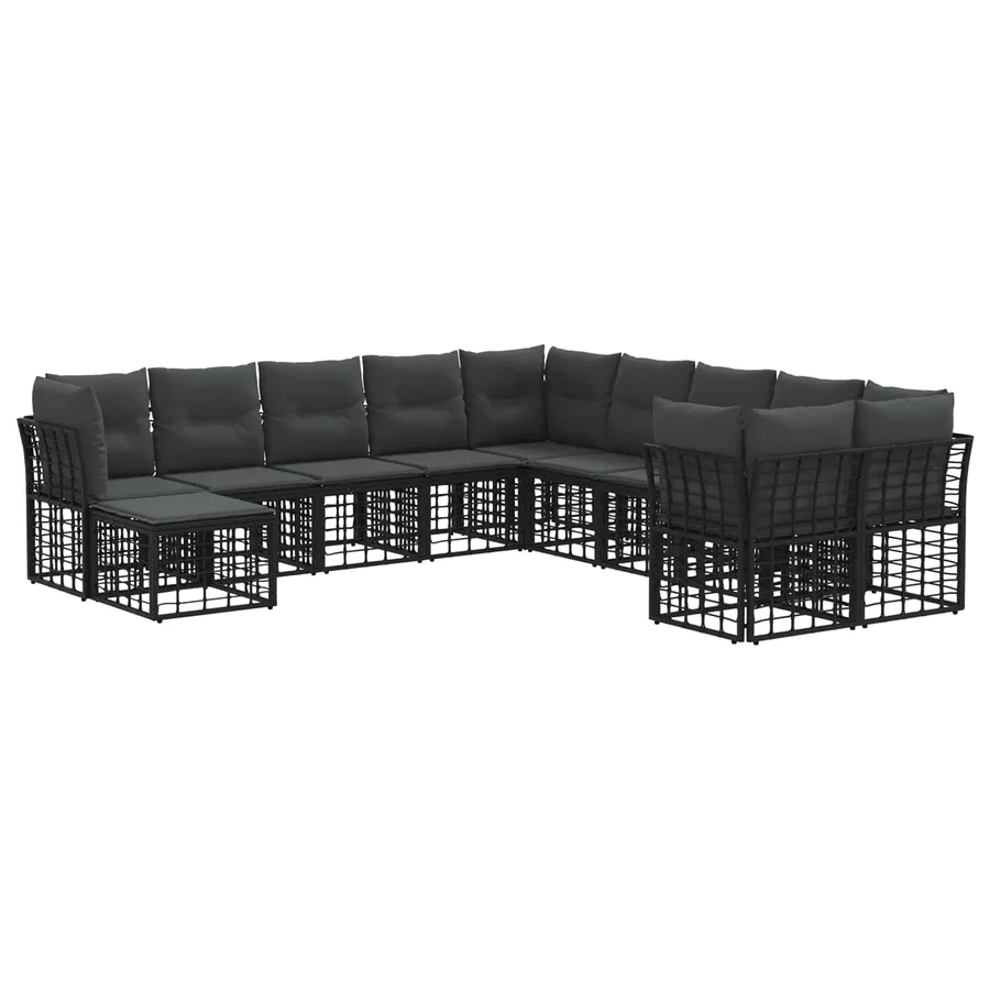 Ensemble de canapés d'extérieur 11 pcs Noir et Gris foncé - 2