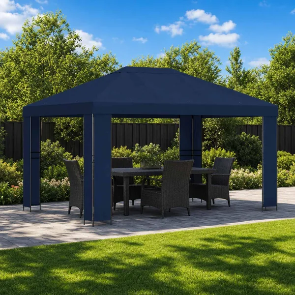 Pavillon 4 × 3 m Bleu Polyester et Acier 190 gsm