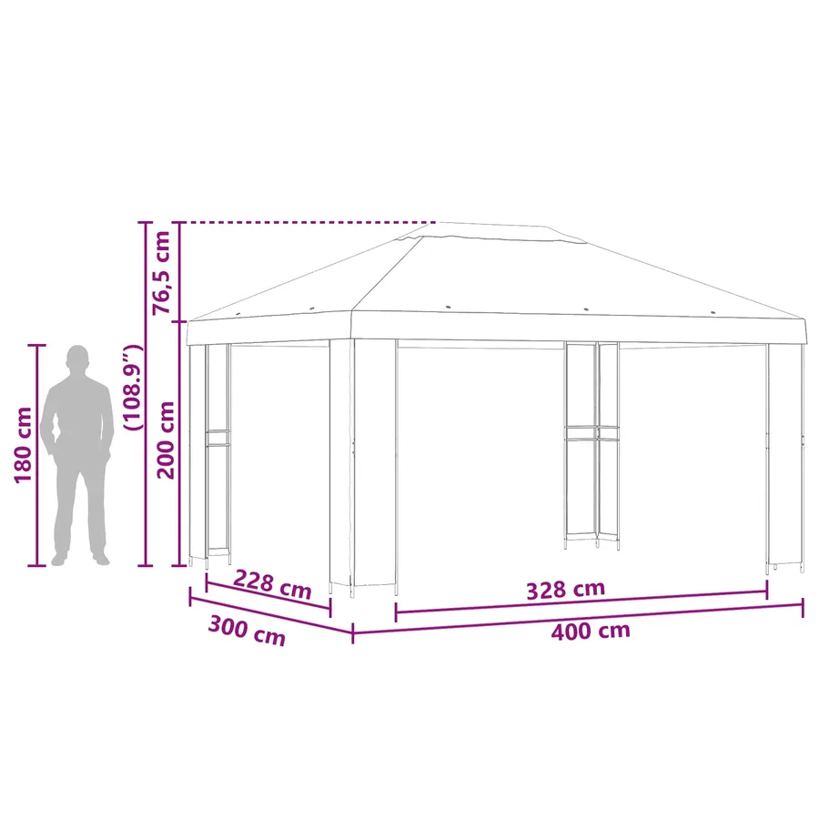 Pavillon 4 × 3 m Bleu Polyester et Acier 190 gsm - 7