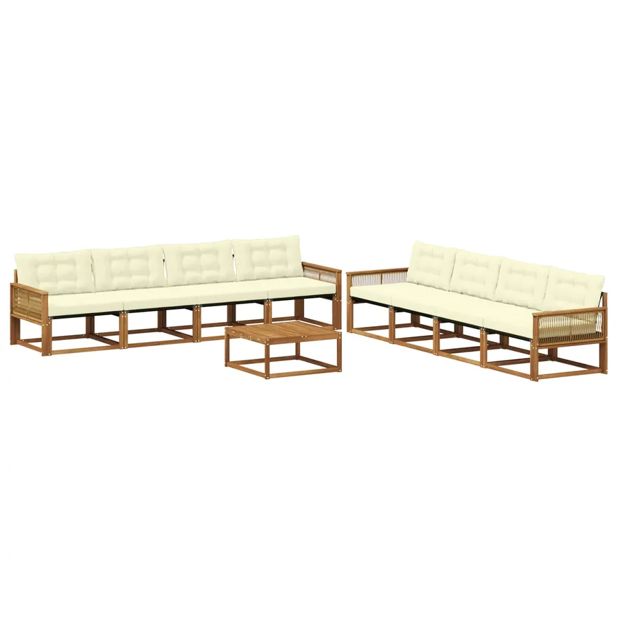 Ensemble de canapés d'extérieur 9 pcs Naturel et Crème - 2