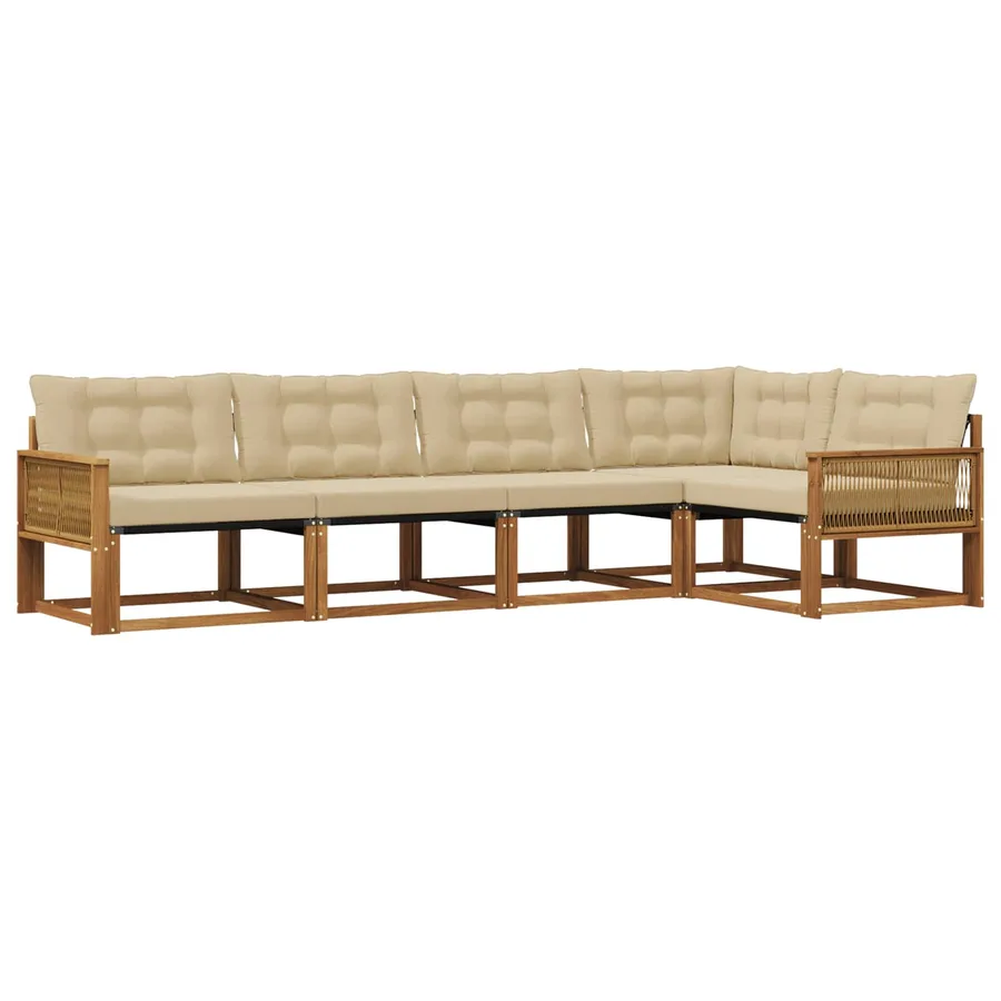 Ensemble de canapés d'extérieur 5 pcs Naturel et Beige - 2