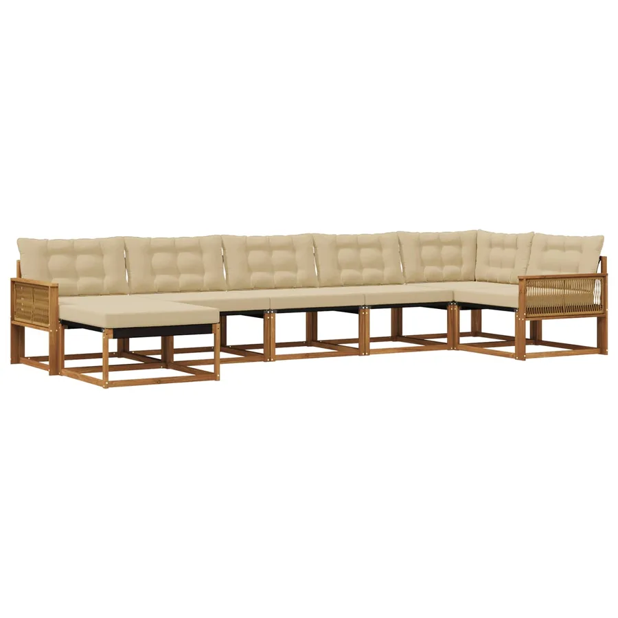 Ensemble de canapés d'extérieur 7 pcs Naturel et Beige - 2
