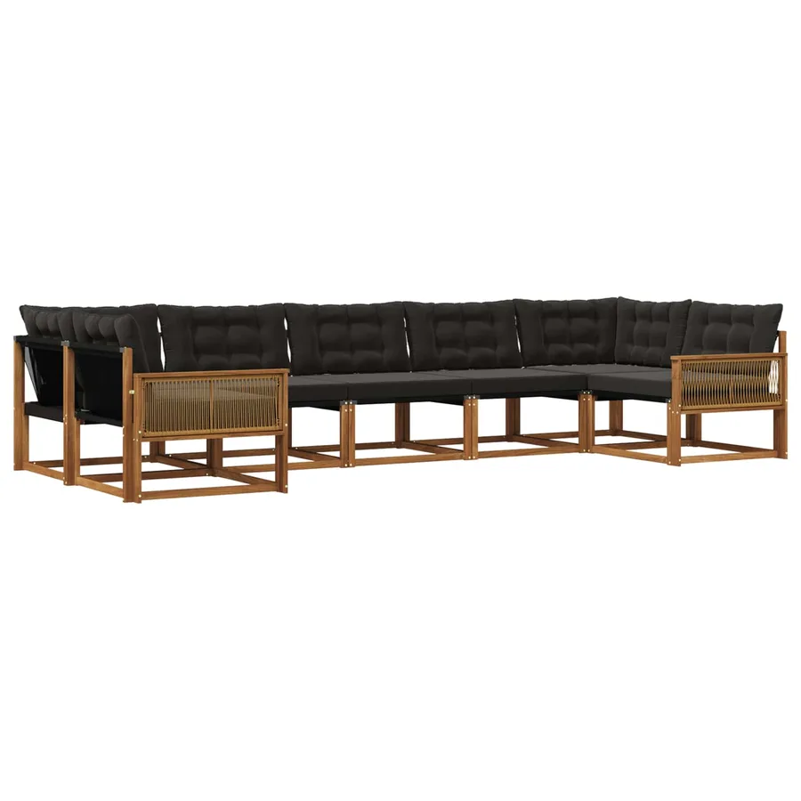 Ensemble de canapés d'extérieur 7 pcs Naturel et noir - 2