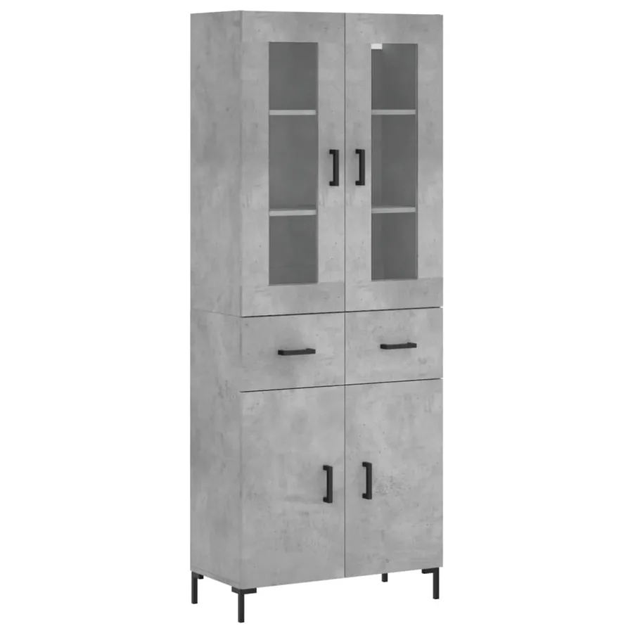 Buffet haut Gris béton 69,5x34x180 cm Bois d'ingénierie - 2