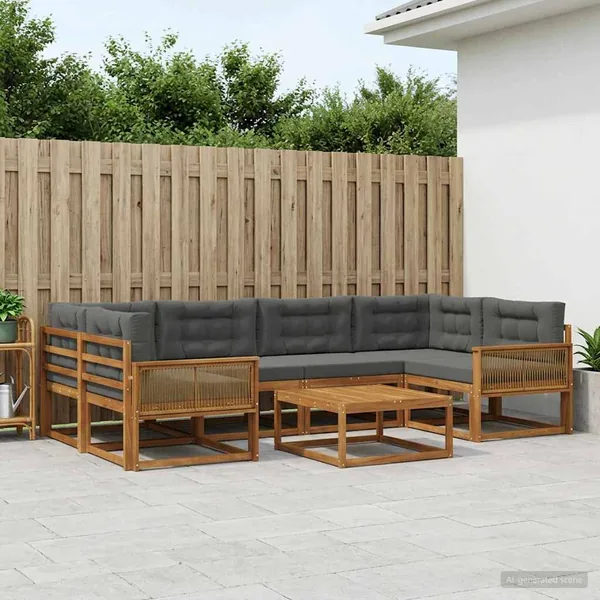 Ensemble de canapés d'extérieur 7 pcs Naturel et Anthracite