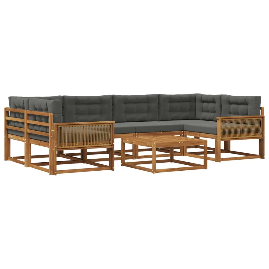 Ensemble de canapés d'extérieur 7 pcs Naturel et Anthracite - 2