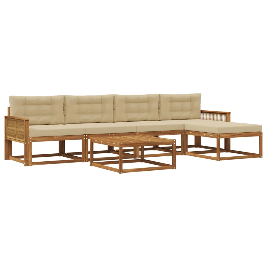 Ensemble de canapés d'extérieur 6 pcs Naturel et Beige - 2