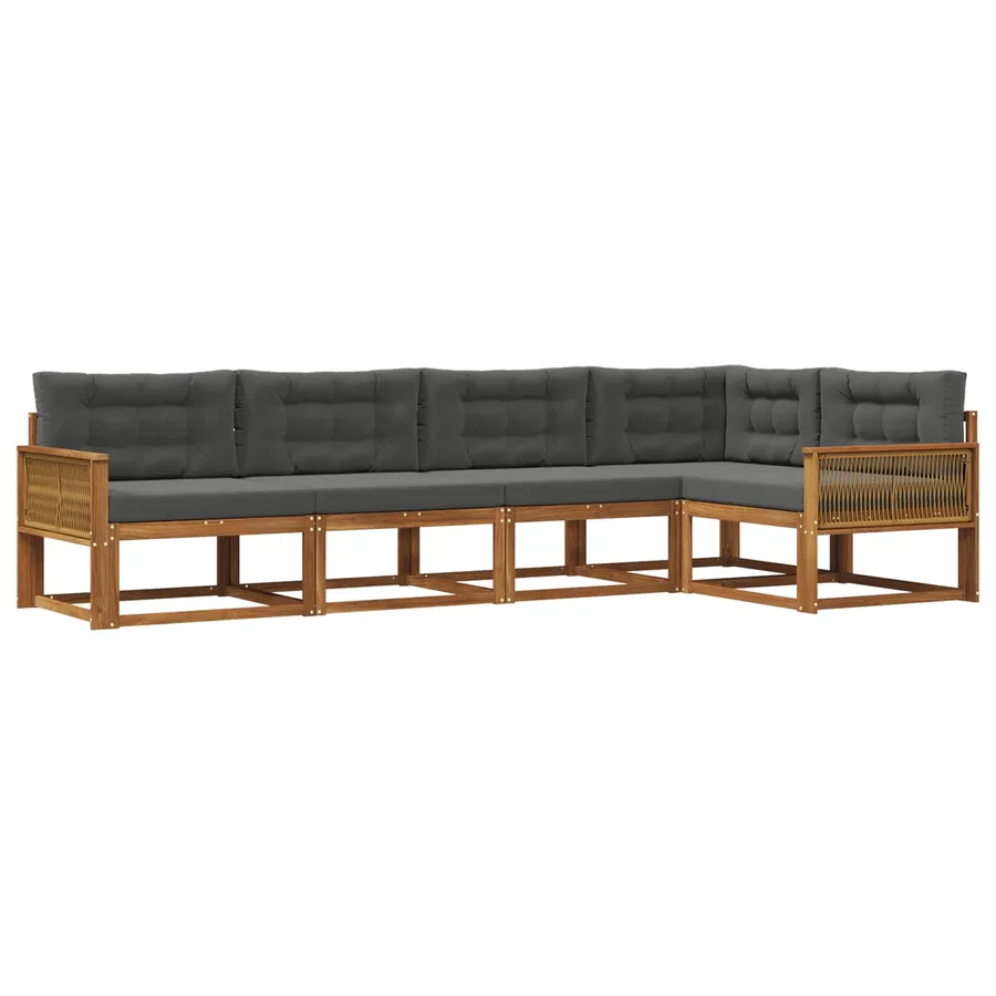 Ensemble de canapés d'extérieur 5 pcs Naturel et Anthracite - 2