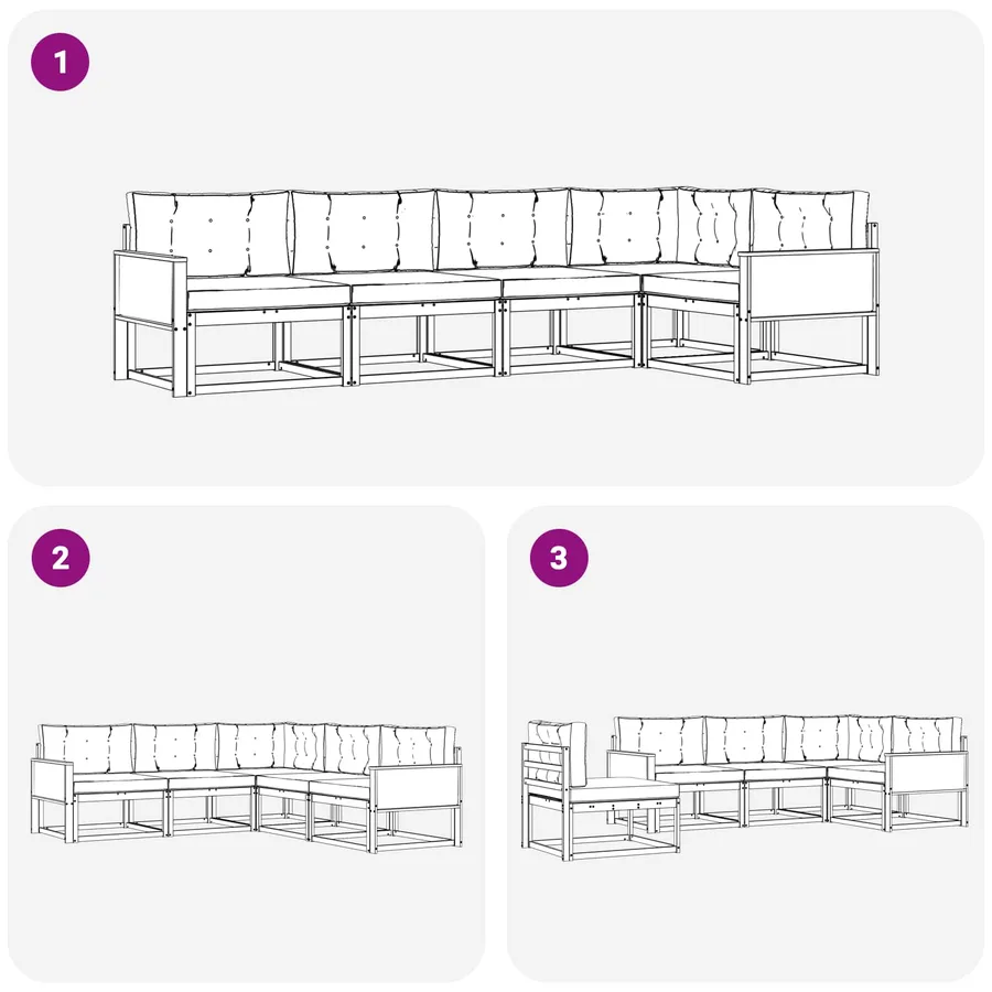 Ensemble de canapés d'extérieur 5 pcs Naturel et Anthracite - 7