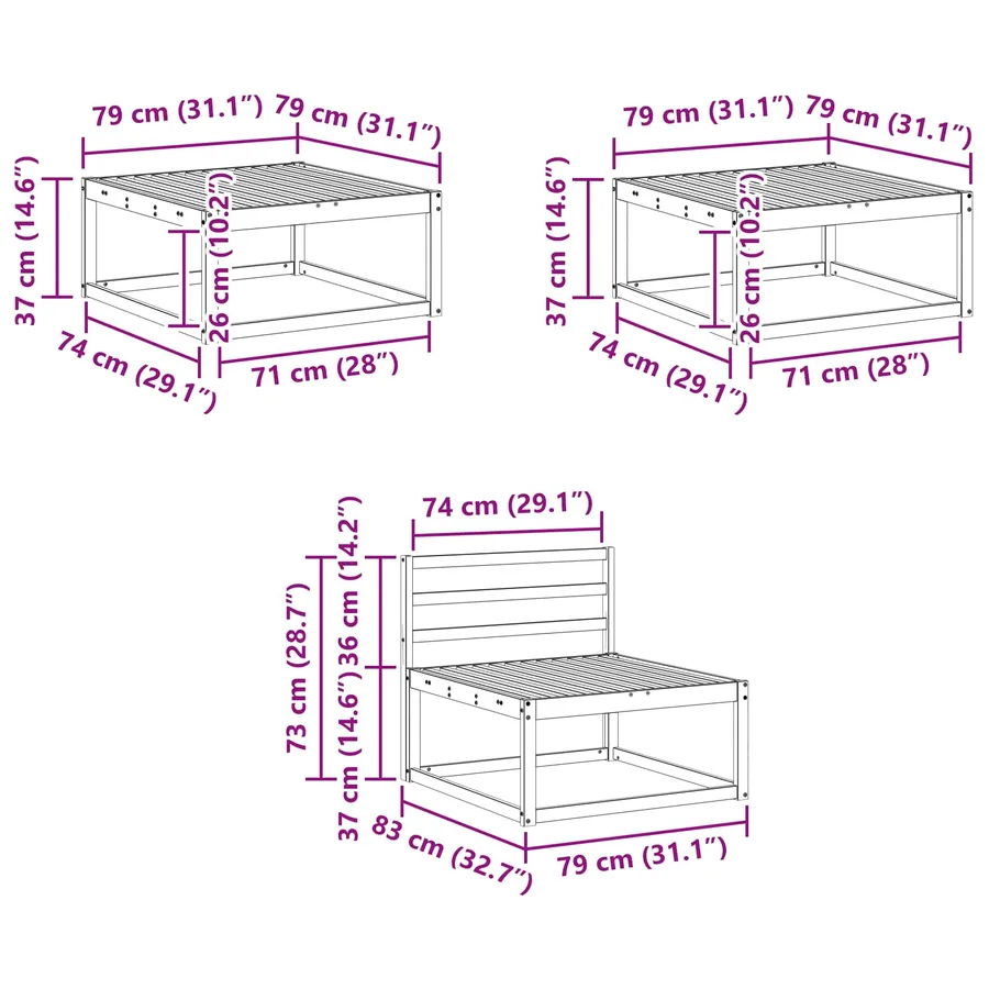 Ensemble de canapés d'extérieur 6 pcs Naturel - 9