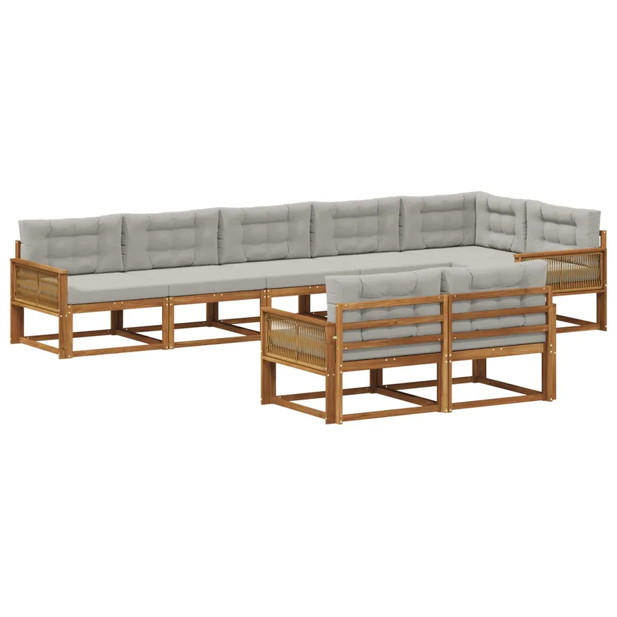Ensemble de canapés d'extérieur 8 pc Naturel et Gris clair - 2