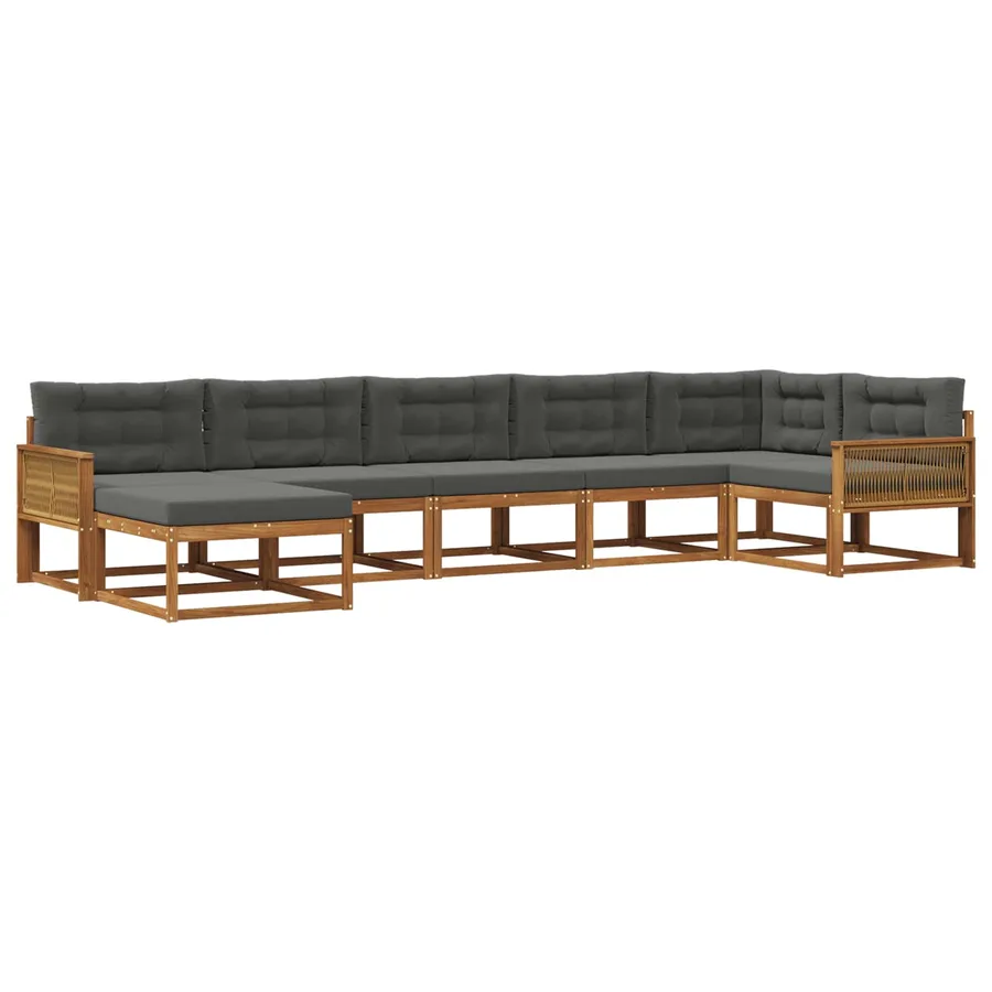Ensemble de canapés d'extérieur 7 pcs Naturel et Anthracite - 2